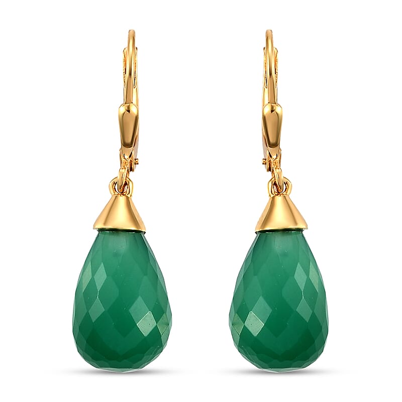 Verde Onyx Drop Earrings in Vermeil YG Over Sterling Silver 17.40 ctw 