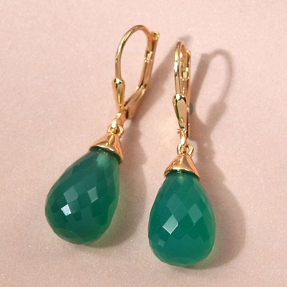 Verde Onyx Drop Earrings in Vermeil YG Over Sterling Silver 17.40 ctw  image number 1