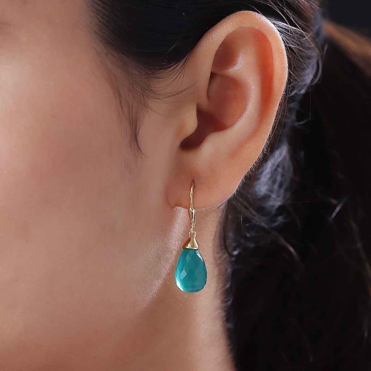 Verde Onyx Drop Earrings in Vermeil YG Over Sterling Silver 17.40 ctw  image number 2