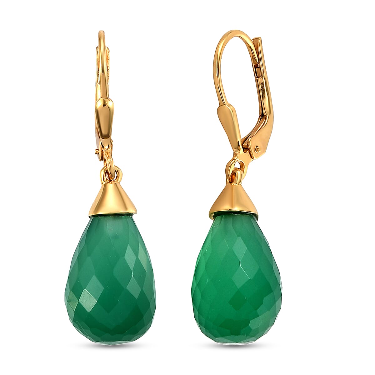 Verde Onyx Drop Earrings in Vermeil YG Over Sterling Silver 17.40 ctw  image number 3
