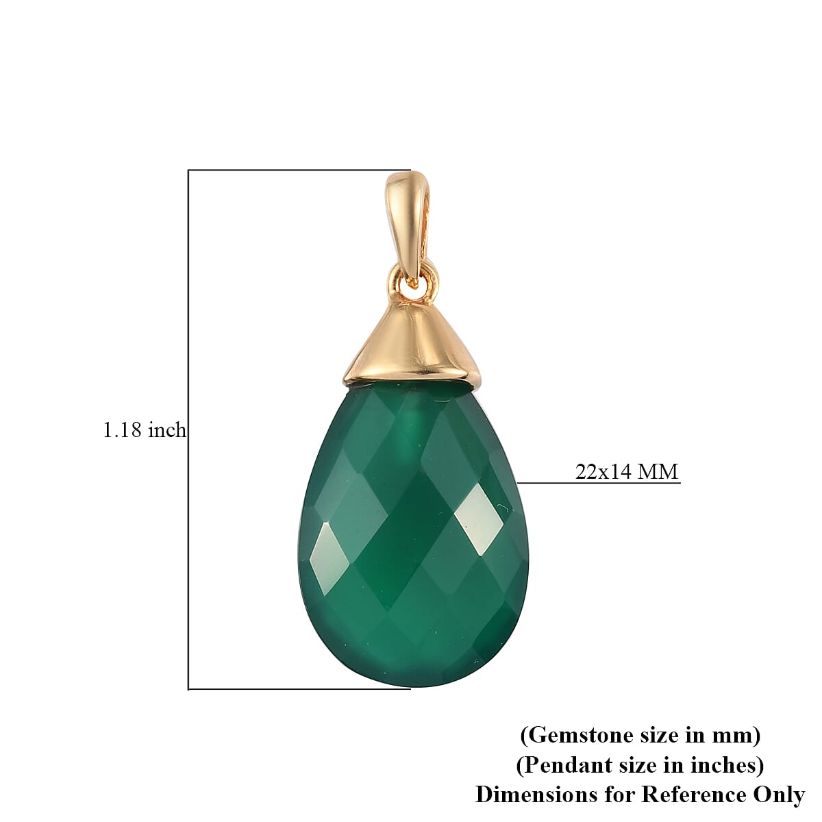 Verde Onyx Solitaire Pendant in Vermeil Yellow Gold Over Sterling Silver 13.15 ctw