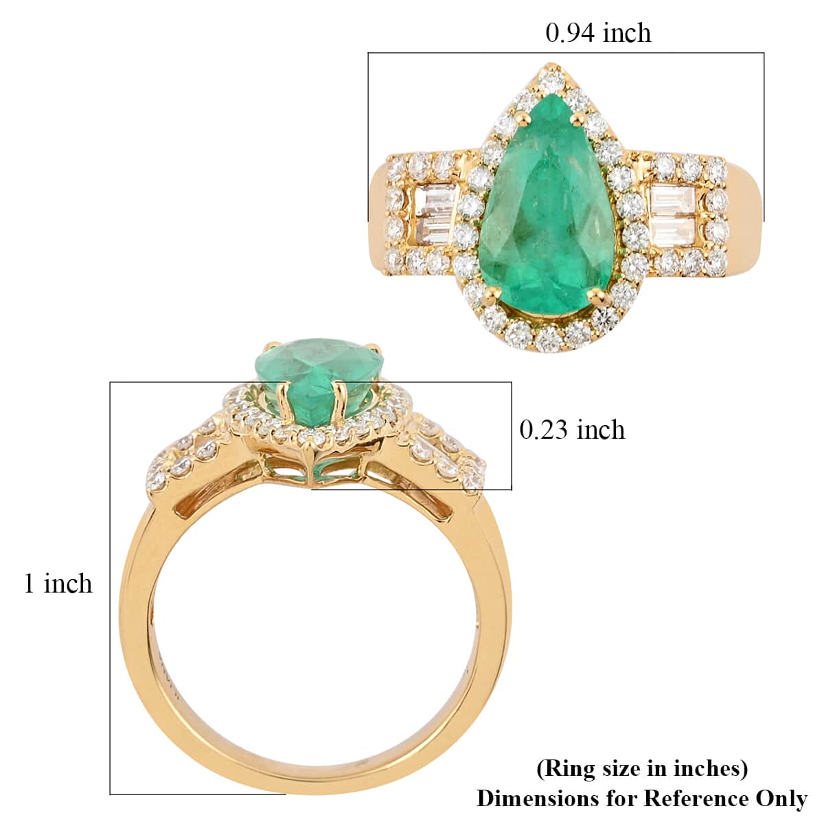 ILIANA 18K Yellow Gold AAA Boyaca Colombian Emerald and G-H SI Diamond Ring (Size 7.0) 6.60 Grams 3.10 ctw image number 5