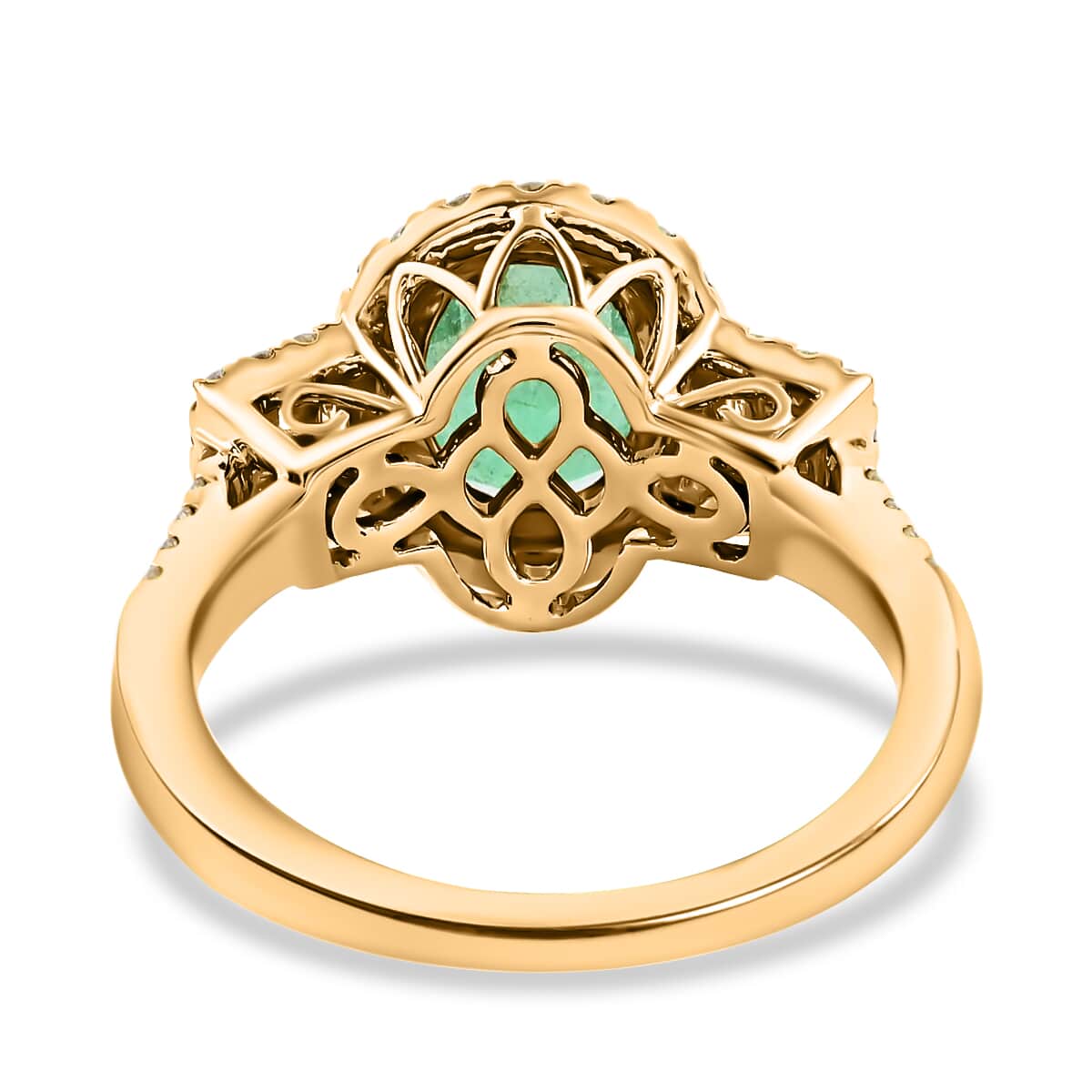 ILIANA 18K Yellow Gold AAA Boyaca Colombian Emerald and G-H SI Diamond Ring (Size 6.0) 4.80 Grams 2.35 ctw image number 4