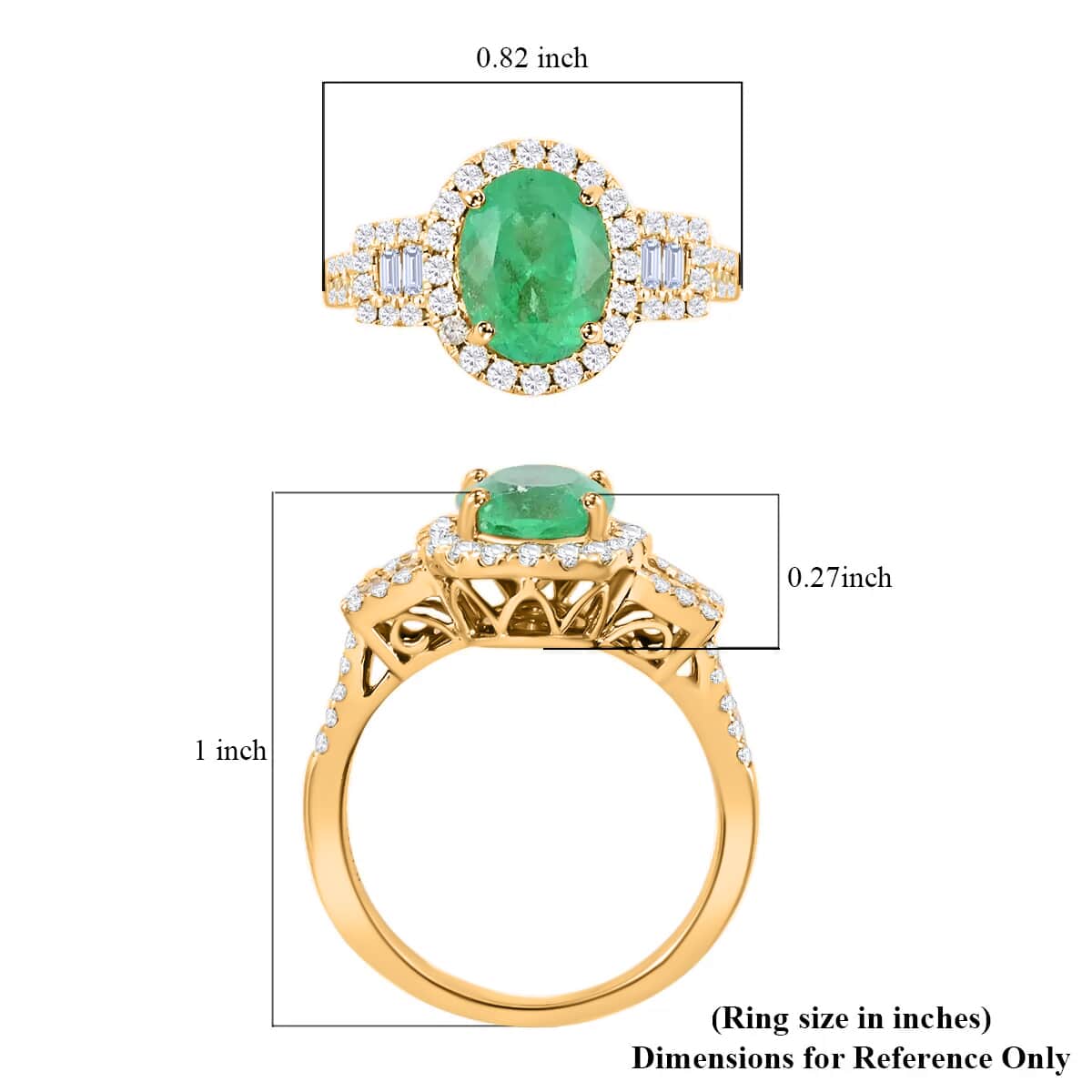 ILIANA 18K Yellow Gold AAA Boyaca Colombian Emerald and G-H SI Diamond Ring (Size 6.0) 4.80 Grams 2.35 ctw image number 5