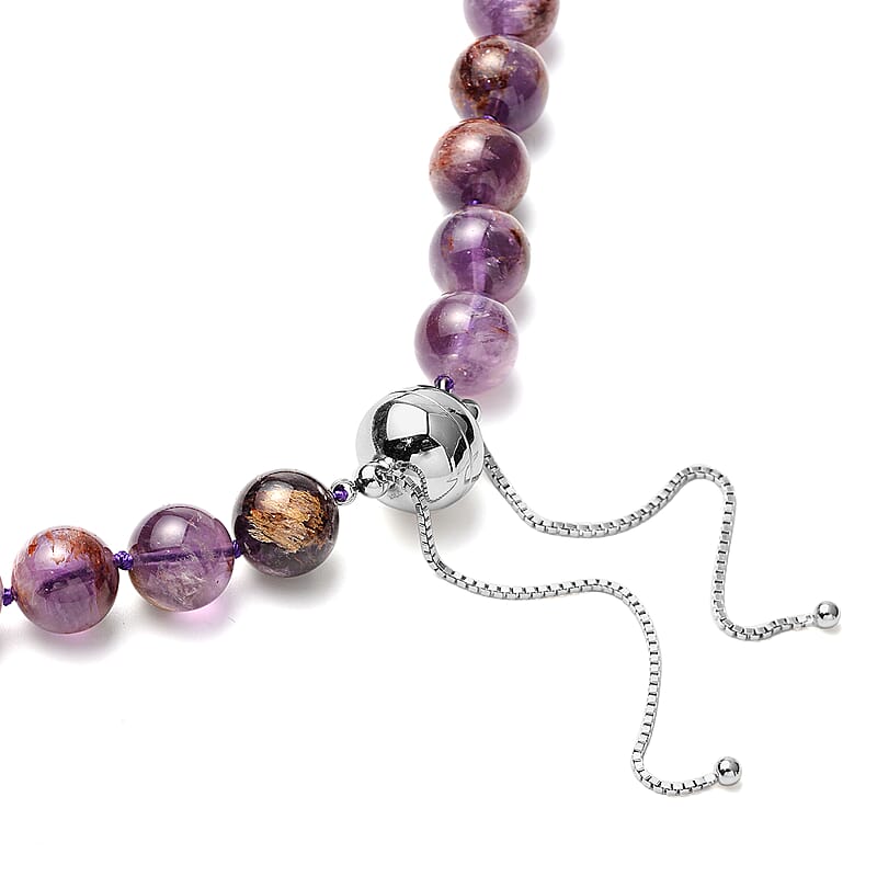 Cacoxenite Beaded Necklace 18 Inches in Rhodium Over Sterling Silver 7.50 Grams 474.50 ctw