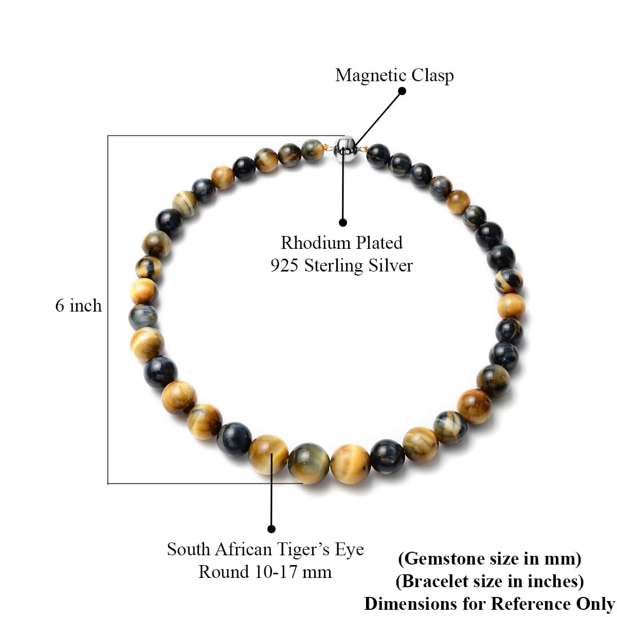 Bi-Color Tiger Eye Beaded Necklace 18 Inches in Rhodium Over Sterling Silver 510.00 ctw image number 4