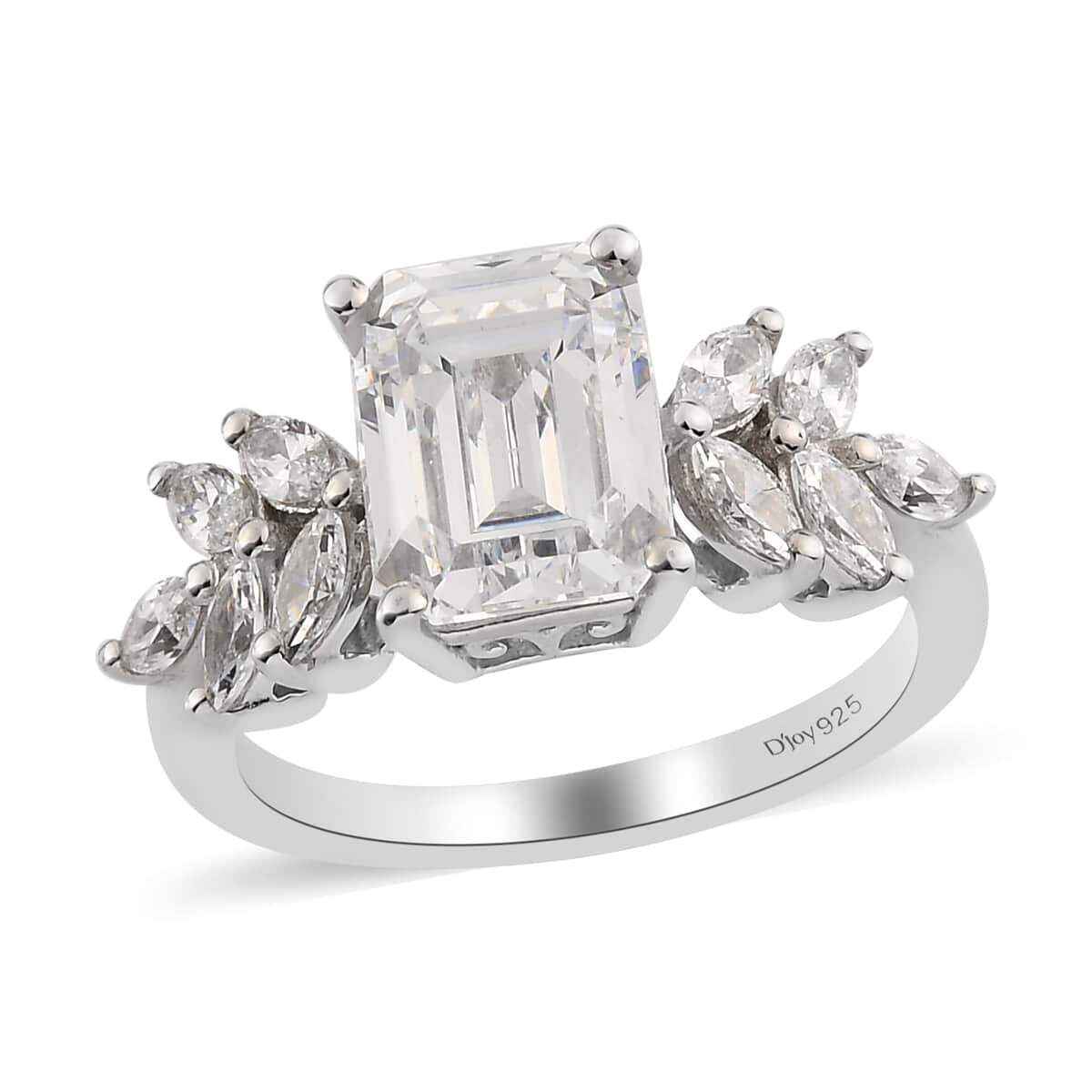 LUSTRO STELLA Made with Finest CZ Ring in Platinum Over Sterling Silver (Size 7.0) 5.75 ctw image number 0