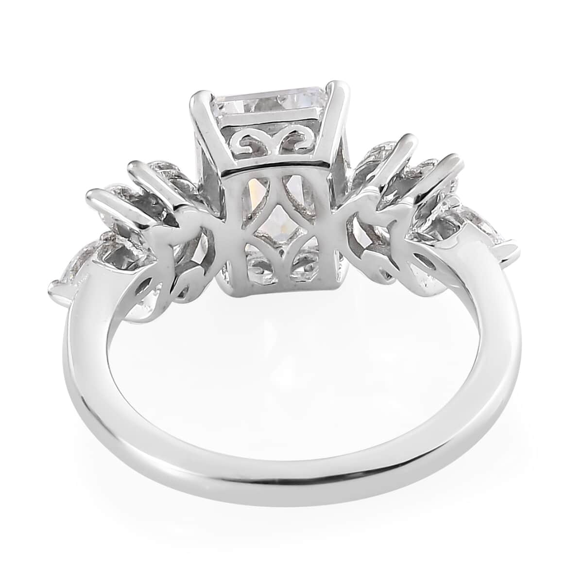 LUSTRO STELLA Made with Finest CZ Ring in Platinum Over Sterling Silver (Size 7.0) 5.75 ctw image number 4