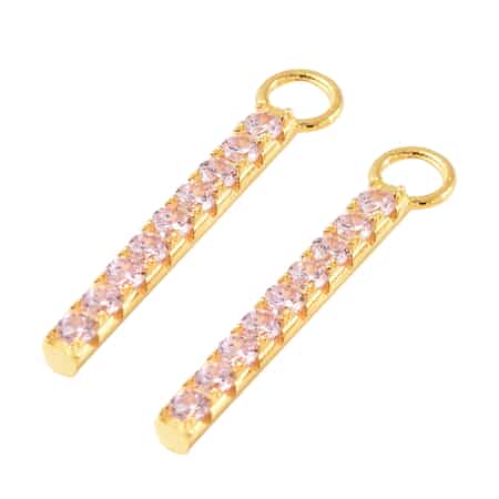 Simulated Pink Diamond Modern Bar Interchangeable Earrings Charms in 14K Yellow Gold Over Sterling Silver 0.70 ctw image number 3