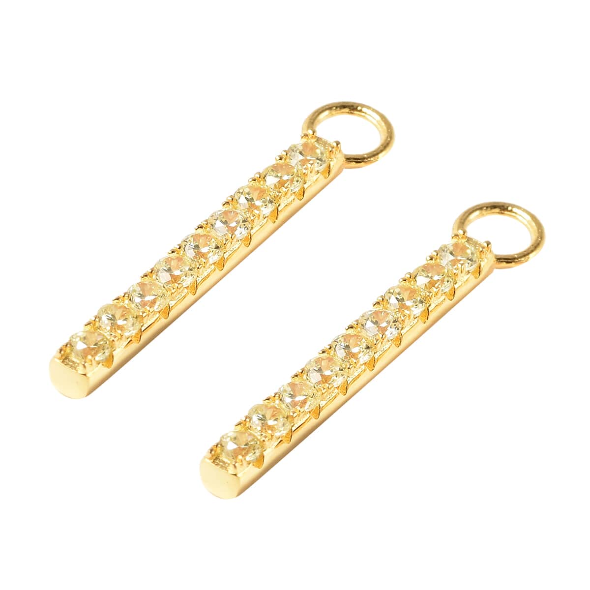 Simulated Yellow Diamond Modern Bar Interchangeable Earrings Charms in 14K Yellow Gold Over Sterling Silver 0.70 ctw image number 3