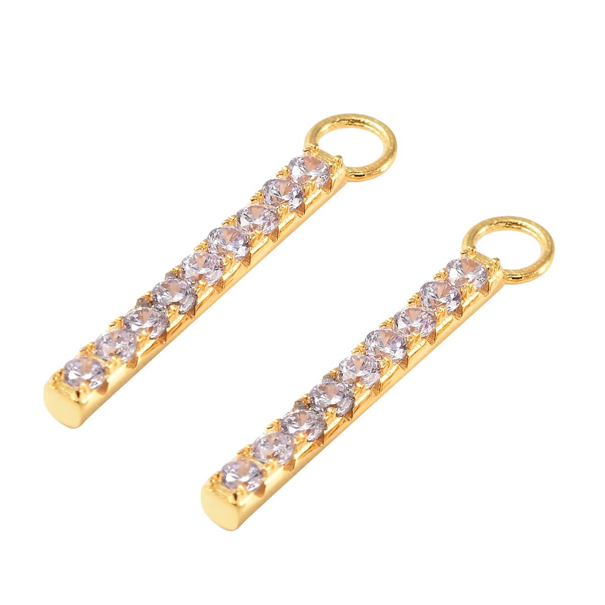 Simulated Lavender Diamond Modern Bar Interchangeable Earrings Charms in 14K Yellow Gold Over Sterling Silver 0.70 ctw image number 3