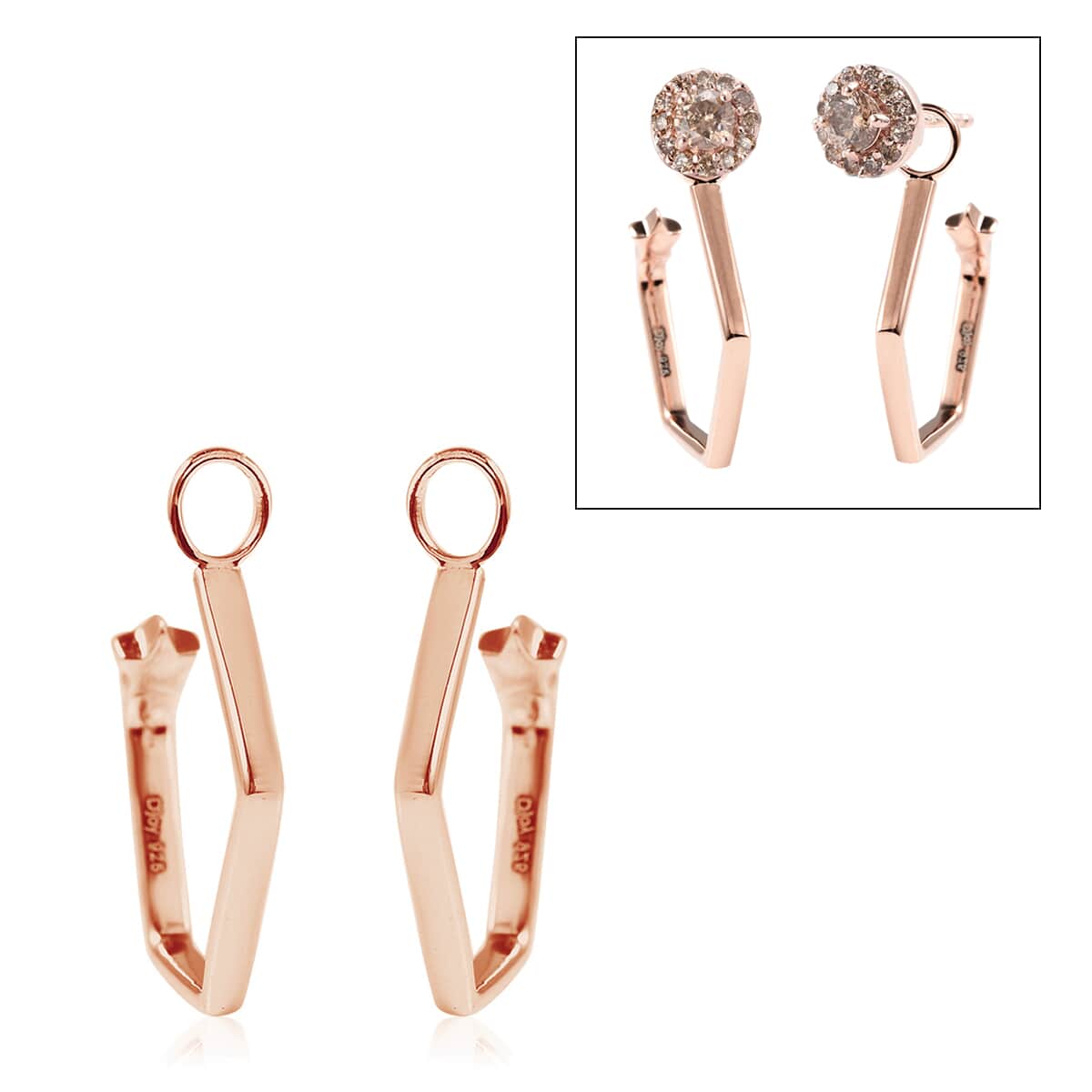 Star Charm Interchangeable Hoop in 14K Rose Gold Over Sterling Silver 1.68 Grams image number 0