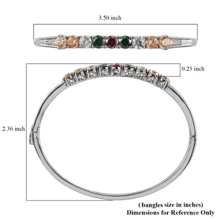 Lustro Stella Made with Finest Multi Color CZ Bangle Bracelet in Platinum Over Sterling Silver (8.00 In) 13.75 ctw image number 5