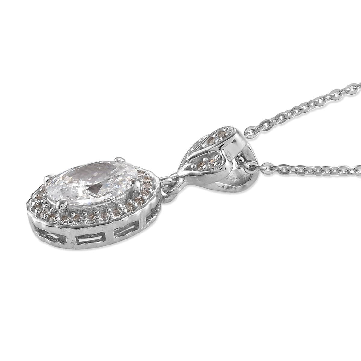 LUSTRO STELLA Made with Finest CZ Pendant Necklace 20 Inches in Platinum Over Sterling Silver 2.15 ctw image number 3