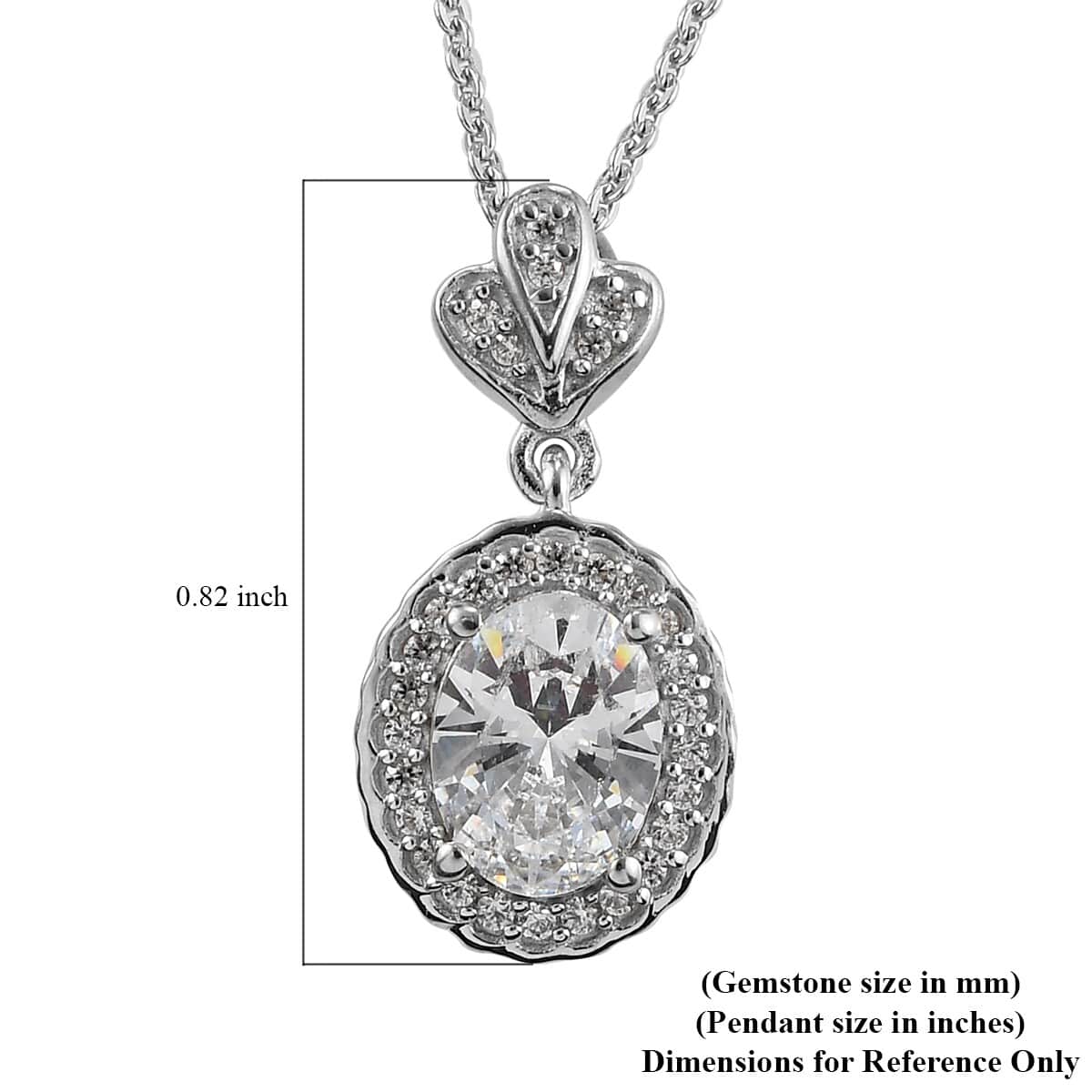 LUSTRO STELLA Made with Finest CZ Pendant Necklace 20 Inches in Platinum Over Sterling Silver 2.15 ctw image number 5