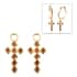 Simulated Garnet Diamond Cross Interchangeable Earrings Charms in 14K Yellow Gold Over Sterling Silver 0.56 ctw image number 0