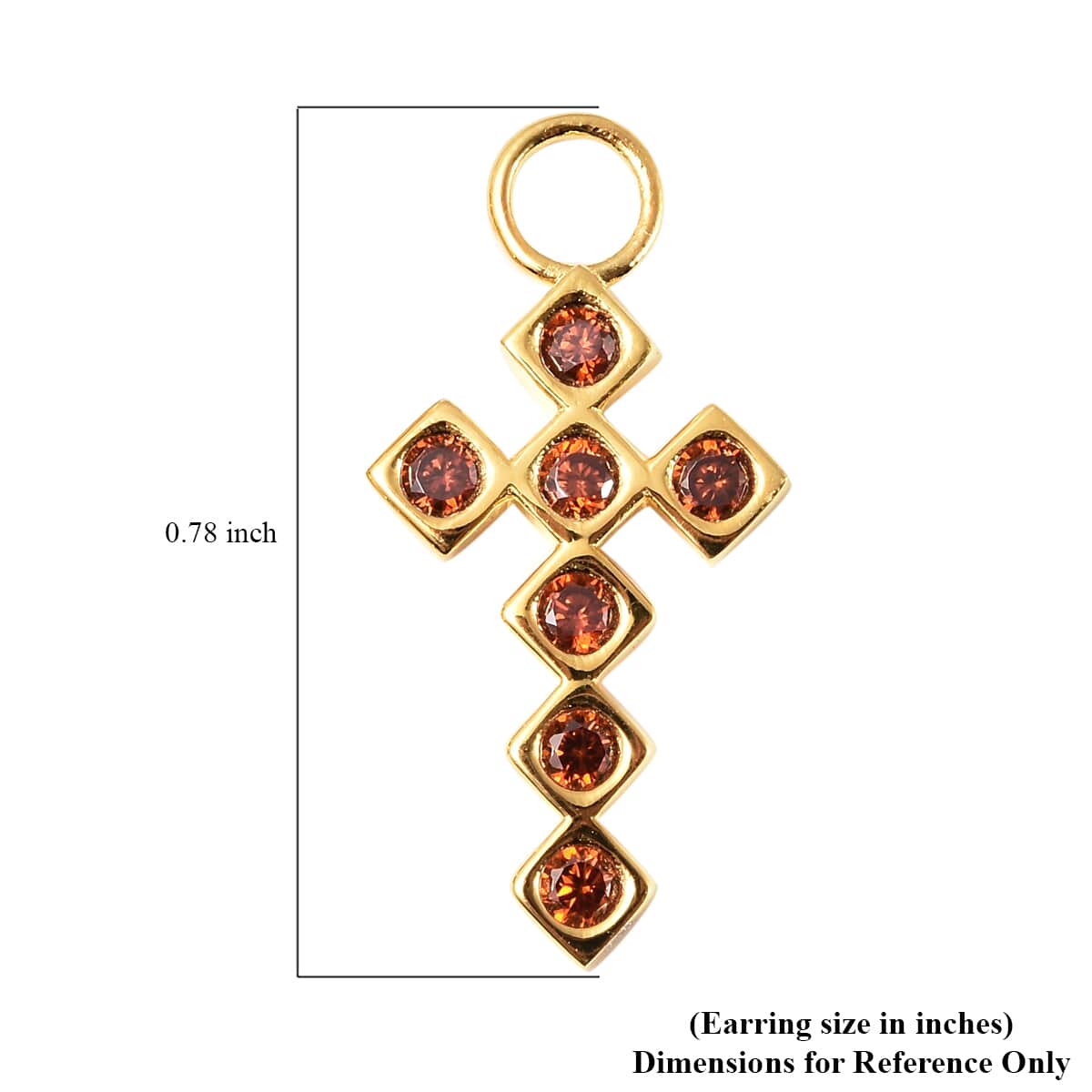 Simulated Garnet Diamond Cross Interchangeable Earrings Charms in 14K Yellow Gold Over Sterling Silver 0.56 ctw image number 5