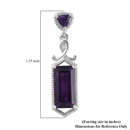Lusaka Amethyst, Zircon Dangle Earrings in Platinum Over Sterling Silver 6.30 ctw image number 4