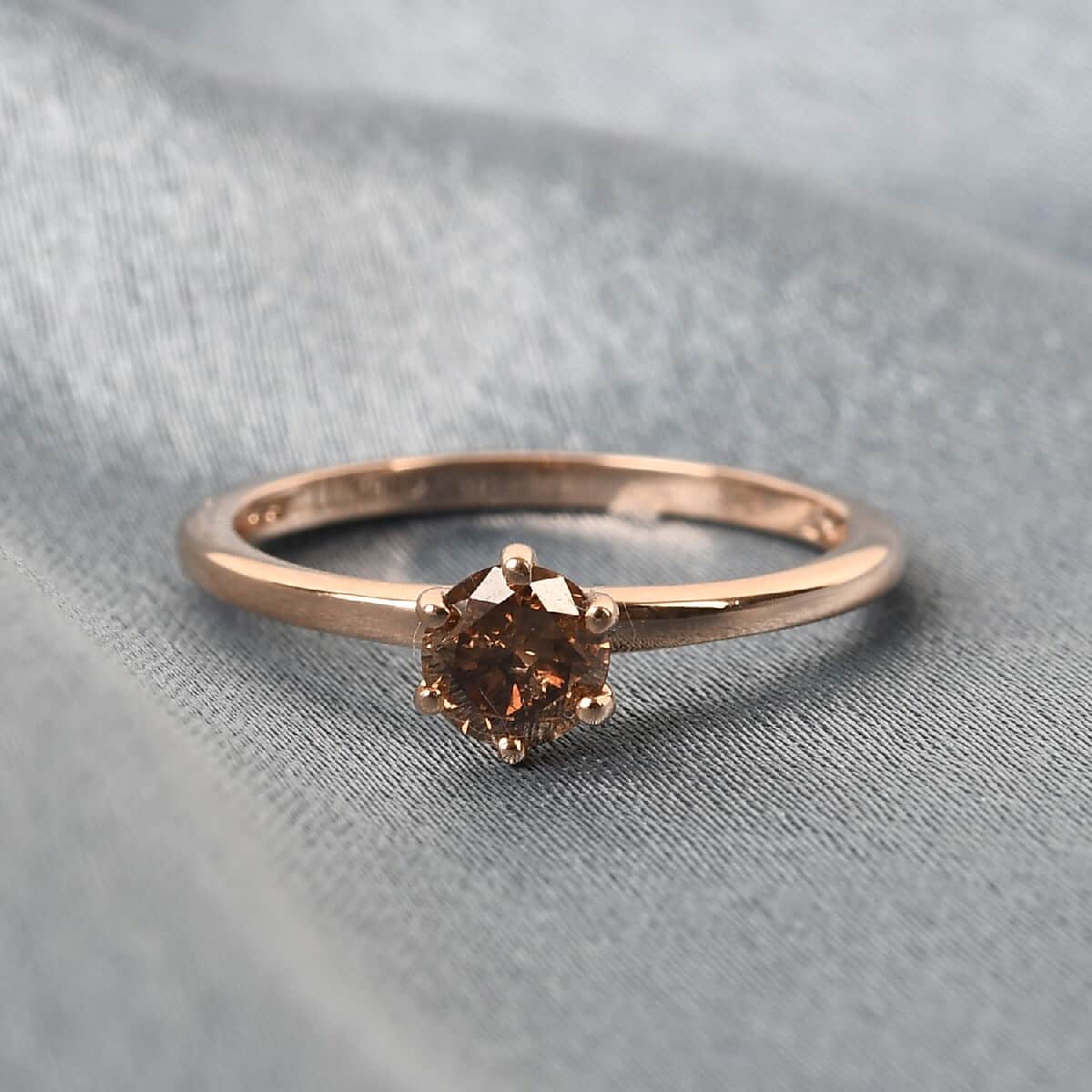 Luxoro 10K Rose Gold Natural Champagne Diamond Solitaire Ring (Size 8.0) 0.50 ctw image number 1