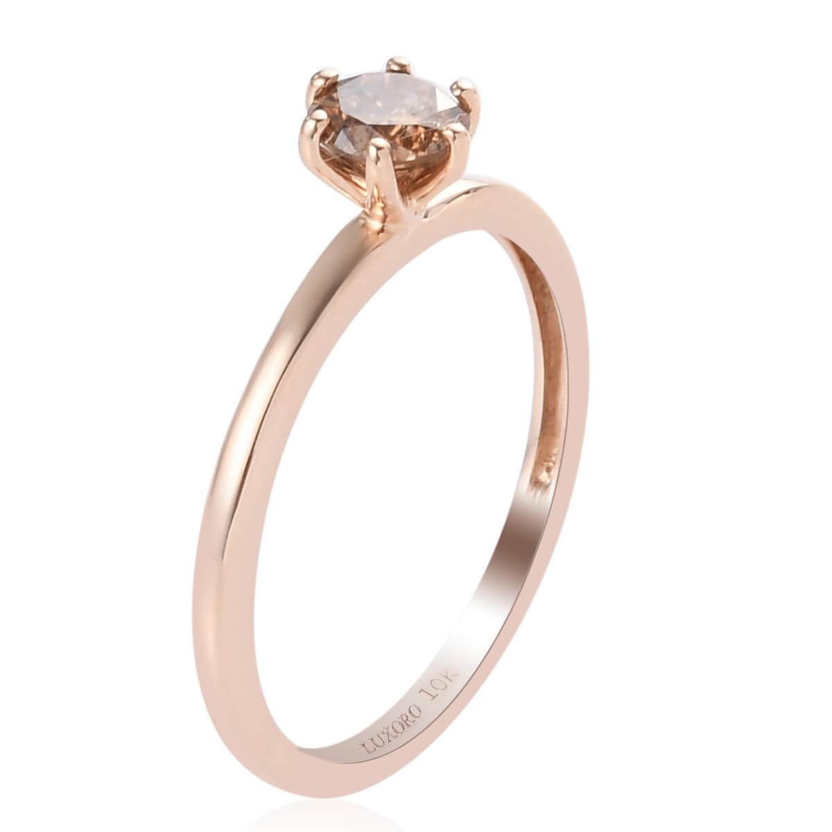 Luxoro 10K Rose Gold Natural Champagne Diamond Solitaire Ring (Size 8.0) 0.50 ctw image number 3