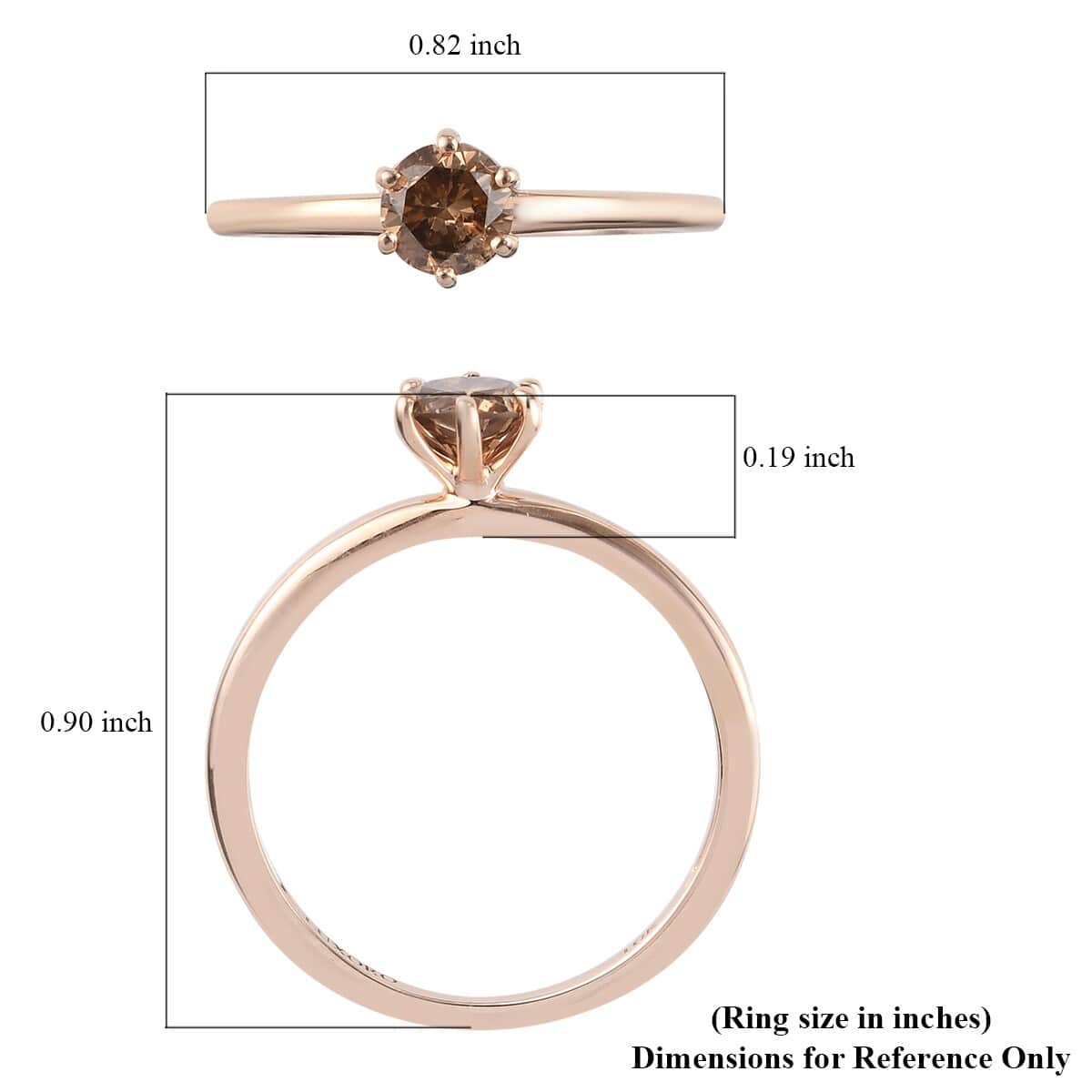LUXORO 10K Rose Gold Natural Champagne Diamond Solitaire Ring (Size 10.0) 0.50 ctw image number 5