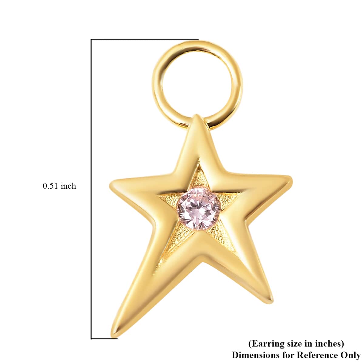 Simulated Pink Diamond Star Interchangeable Earrings Charms in 14K Yellow Gold Over Sterling Silver 0.08 ctw image number 5