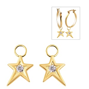 Simulated Lavender Diamond Star Interchangeable Earrings Charms in 14K Yellow Gold Over Sterling Silver 0.08 ctw