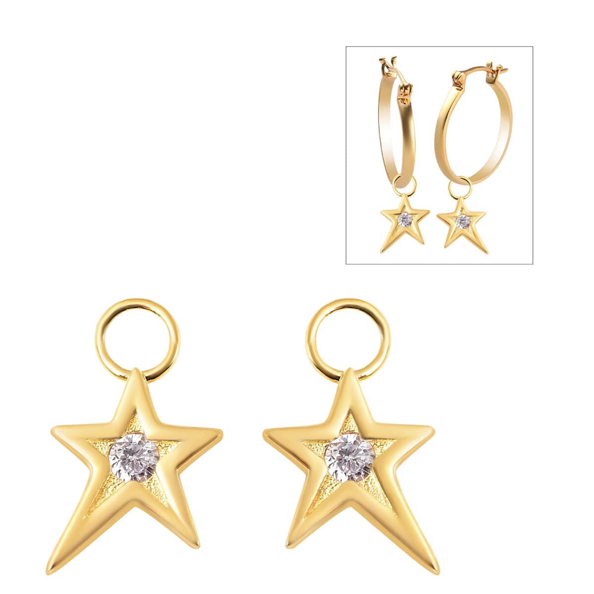 Simulated Lavender Diamond Star Interchangeable Earrings Charms in 14K Yellow Gold Over Sterling Silver 0.08 ctw image number 0
