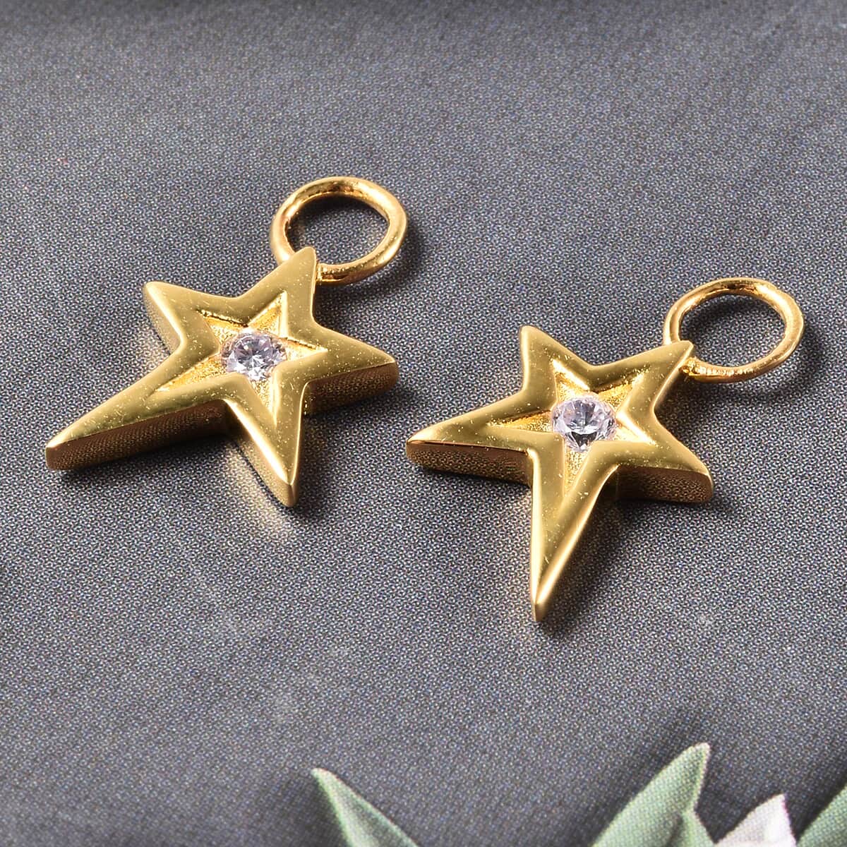 Simulated Lavender Diamond Star Interchangeable Earrings Charms in 14K Yellow Gold Over Sterling Silver 0.08 ctw image number 1