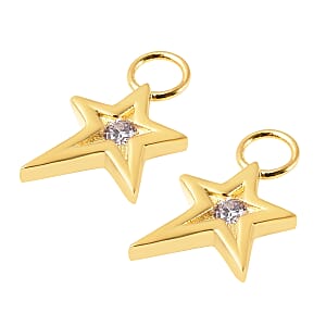 Simulated Lavender Diamond Star Interchangeable Earrings Charms in 14K Yellow Gold Over Sterling Silver 0.08 ctw