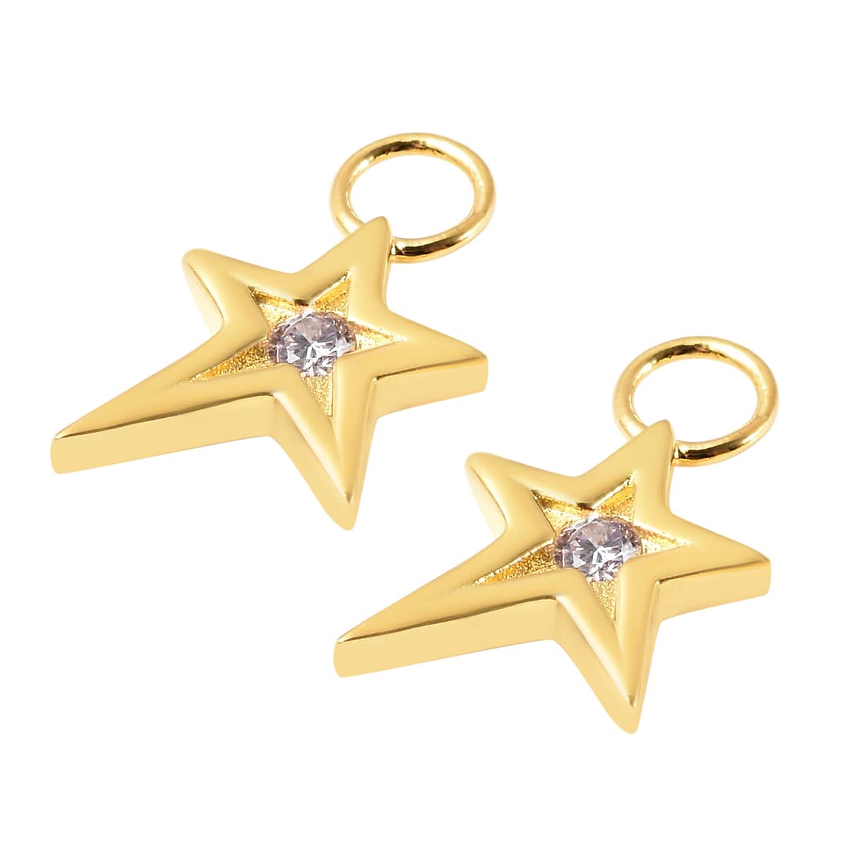 Simulated Lavender Diamond Star Interchangeable Earrings Charms in 14K Yellow Gold Over Sterling Silver 0.08 ctw image number 3