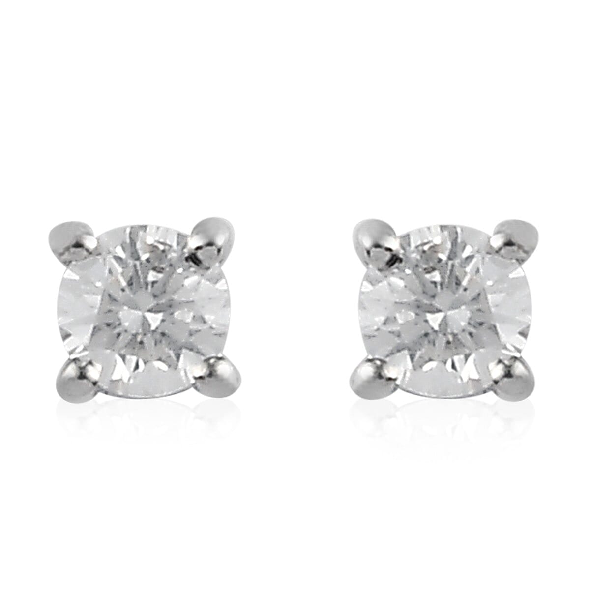 Diamond Solitaire Stud Earrings in Platinum Over Sterling Silver 0.25 ctw