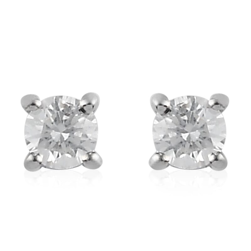 Diamond Solitaire Stud Earrings in Platinum Over Sterling Silver 0.25 ctw