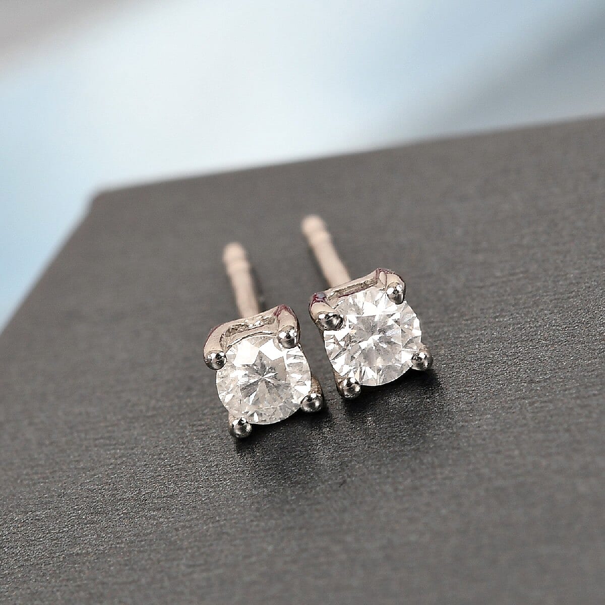 Diamond Solitaire Stud Earrings in Platinum Over Sterling Silver 0.25 ctw