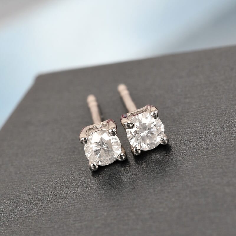 Diamond Solitaire Stud Earrings in Platinum Over Sterling Silver 0.25 ctw