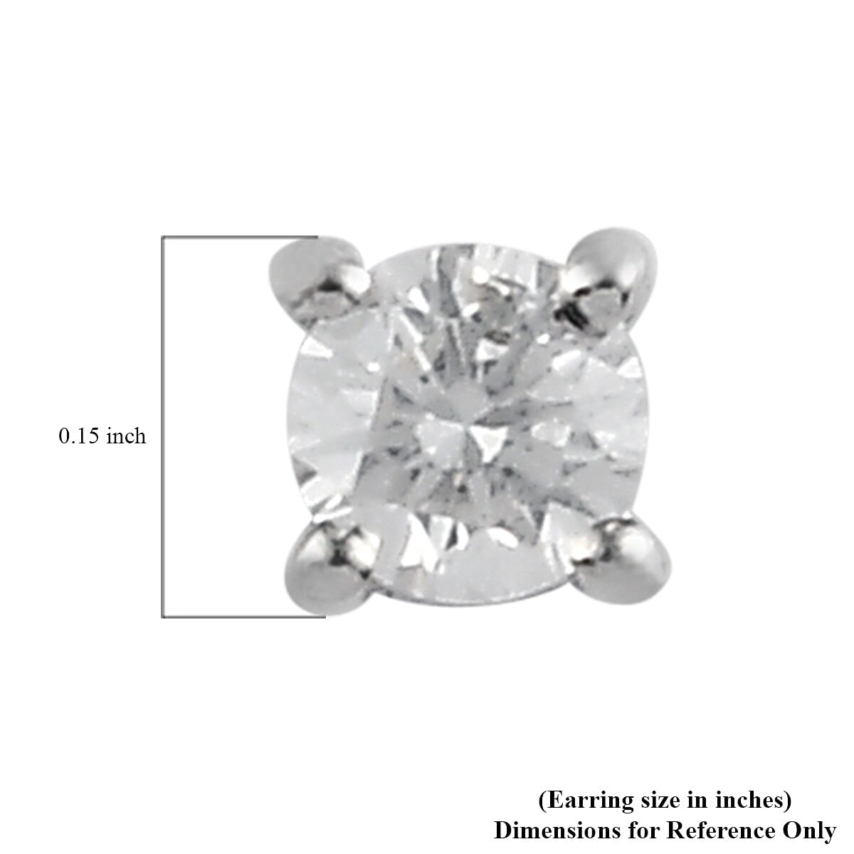 Diamond Solitaire Stud Earrings in Platinum Over Sterling Silver 0.25 ctw