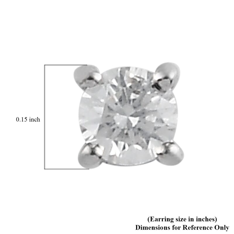Diamond Solitaire Stud Earrings in Platinum Over Sterling Silver 0.25 ctw