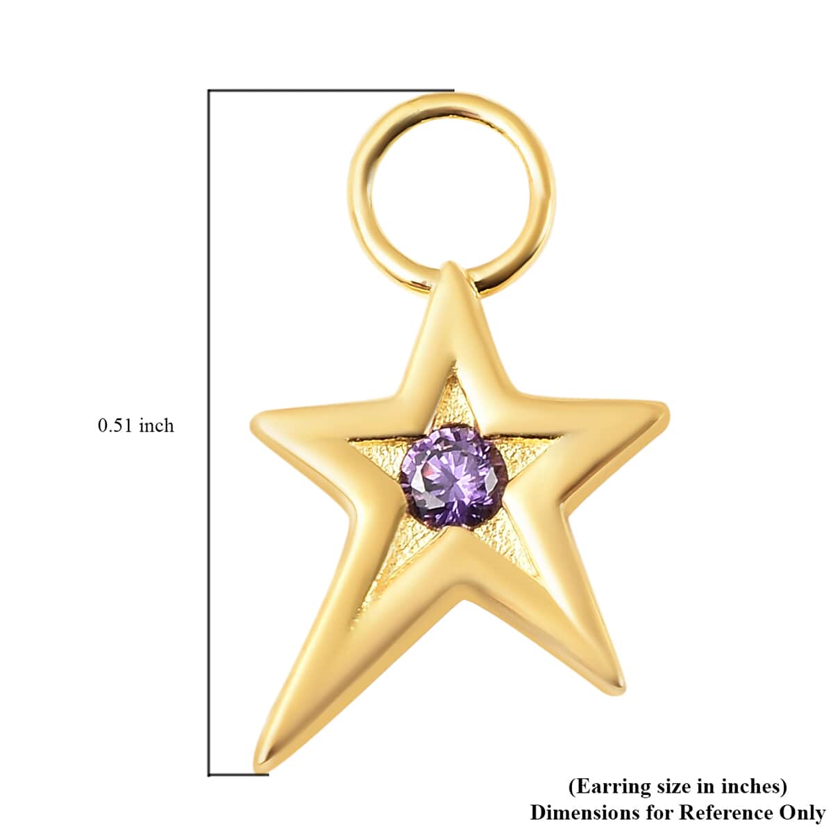 Simulated Amethyst Diamond Star Interchangeable Earrings Charm in 14K Yellow Gold Over Sterling Silver 0.08 ctw image number 5