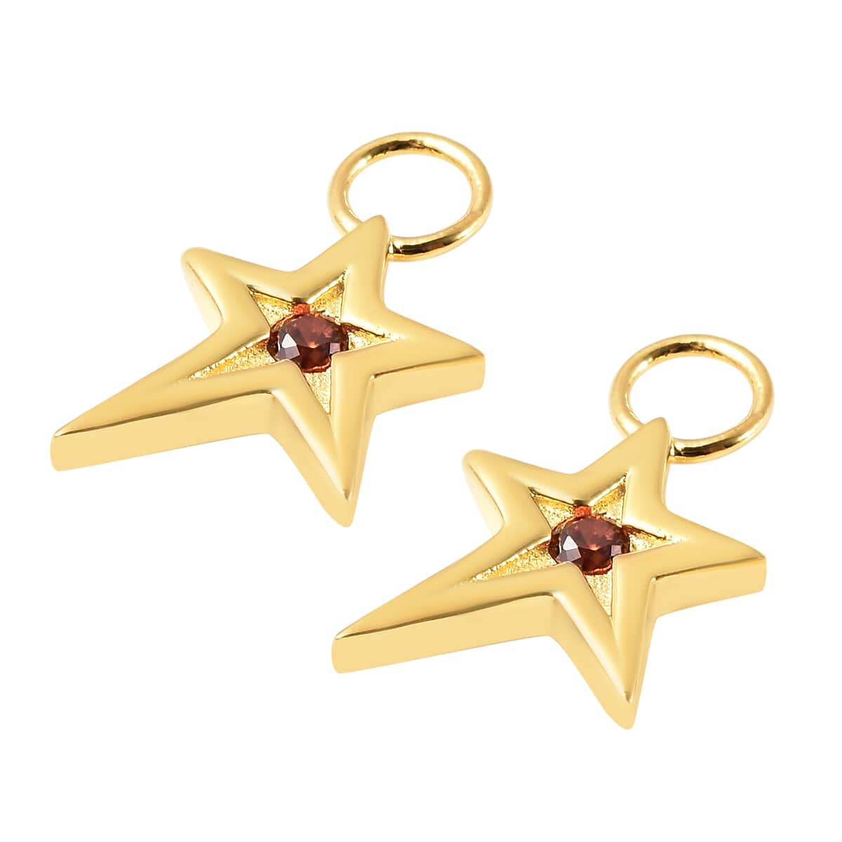 Simulated Garnet Diamond Star Interchangeable Earrings Charms in 14K Yellow Gold Over Sterling Silver 0.08 ctw image number 3