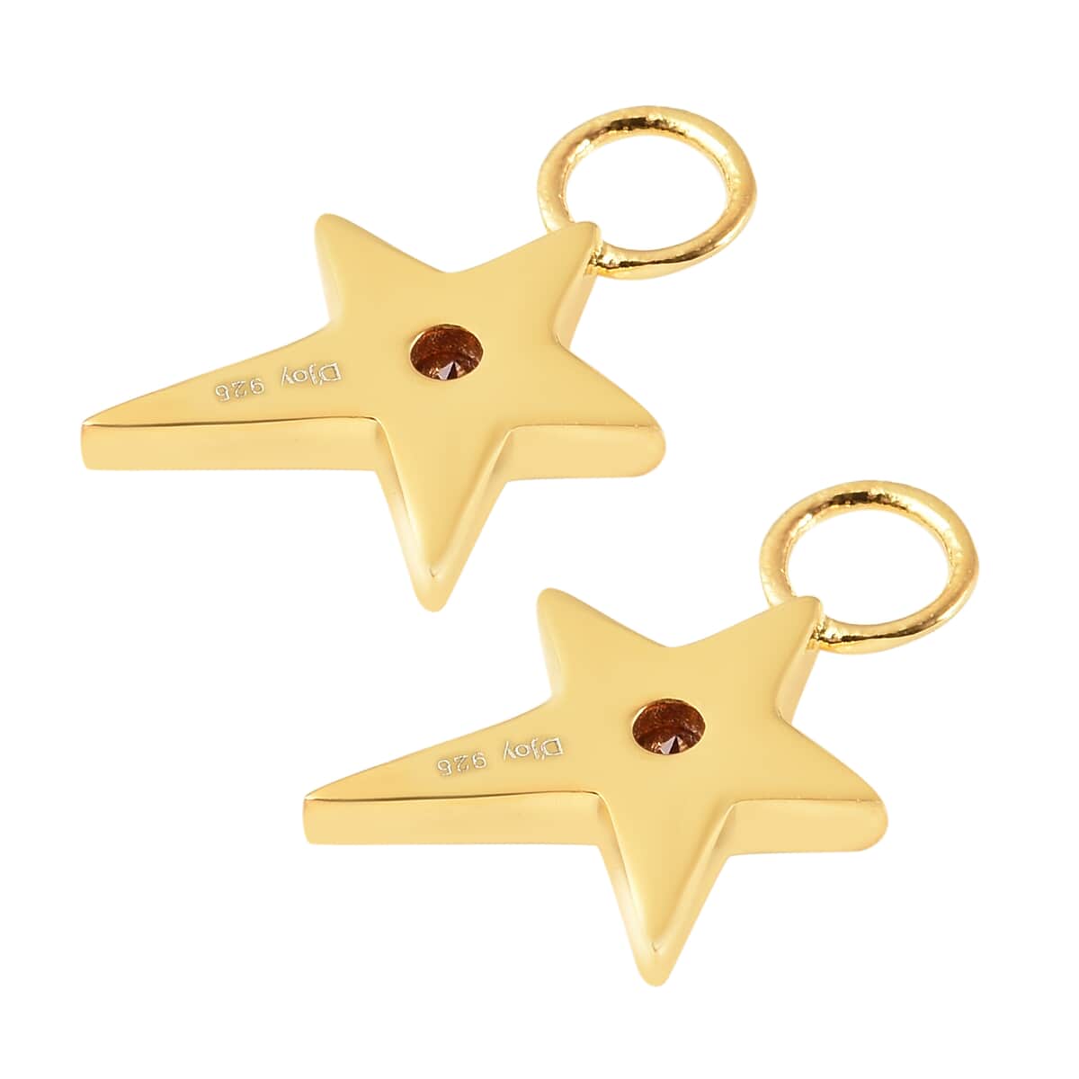Simulated Garnet Diamond Star Interchangeable Earrings Charms in 14K Yellow Gold Over Sterling Silver 0.08 ctw image number 4