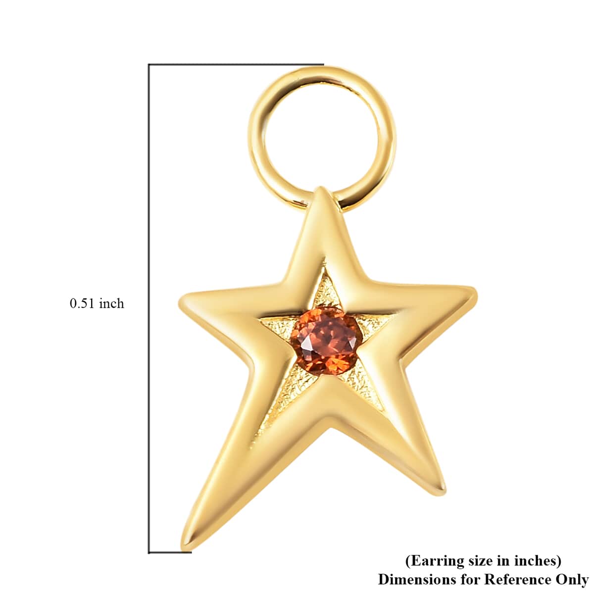 Simulated Garnet Diamond Star Interchangeable Earrings Charms in 14K Yellow Gold Over Sterling Silver 0.08 ctw image number 5
