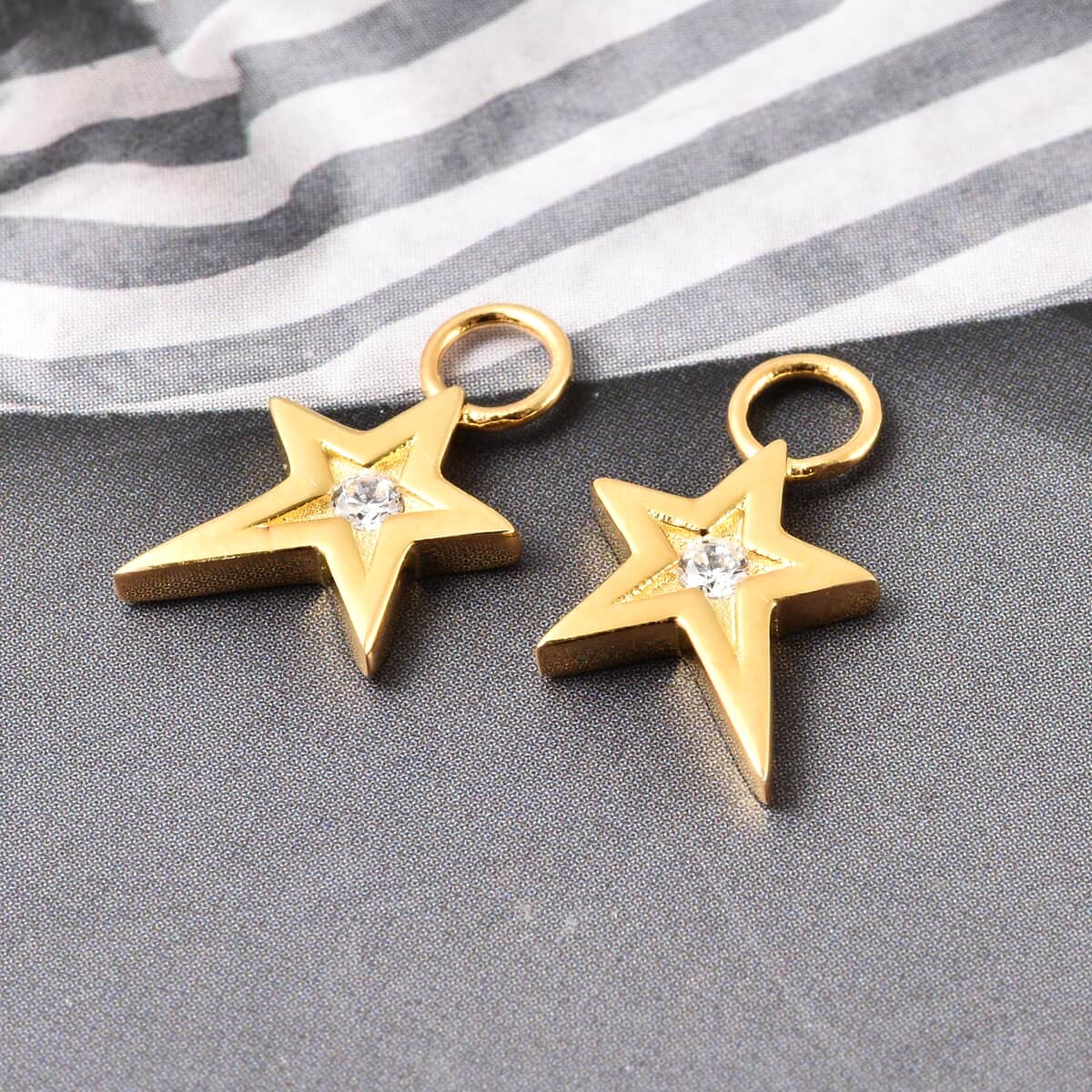 Simulated Diamond Star Interchangeable Earrings Charms in 14K Yellow Gold Over Sterling Silver 0.08 ctw image number 1