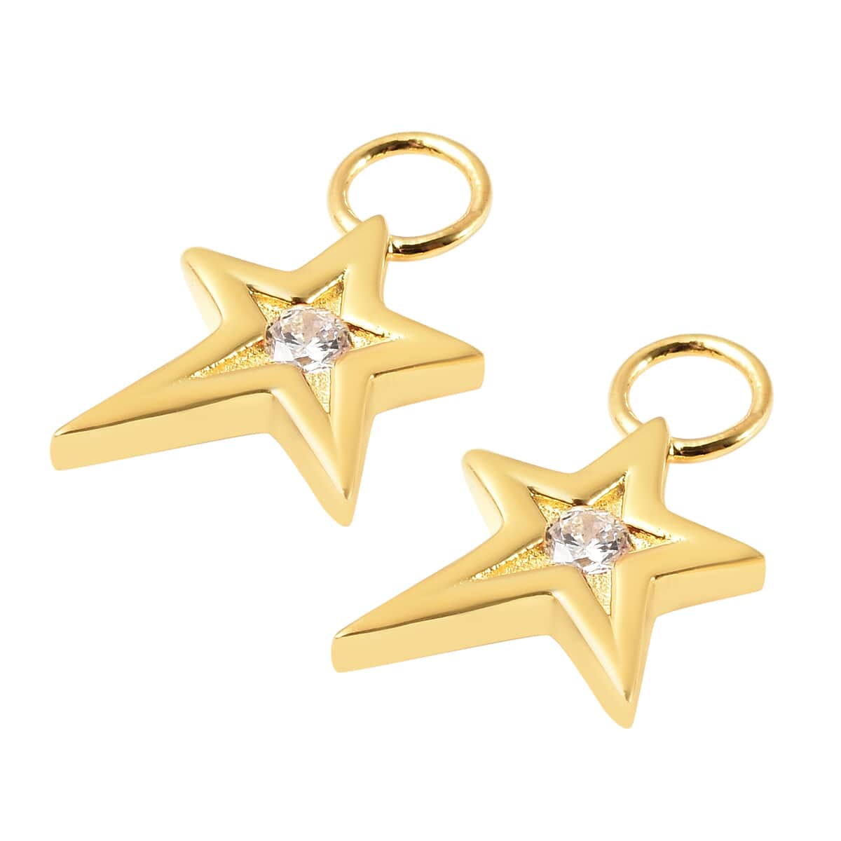 Simulated Diamond Star Interchangeable Earrings Charms in 14K Yellow Gold Over Sterling Silver 0.08 ctw image number 3