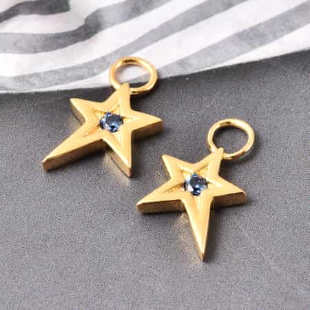 Simulated Tanzanite Color Diamond Star Interchangeable Earrings Charms in 14K Yellow Gold Over Sterling Silver 0.08 ctw image number 1