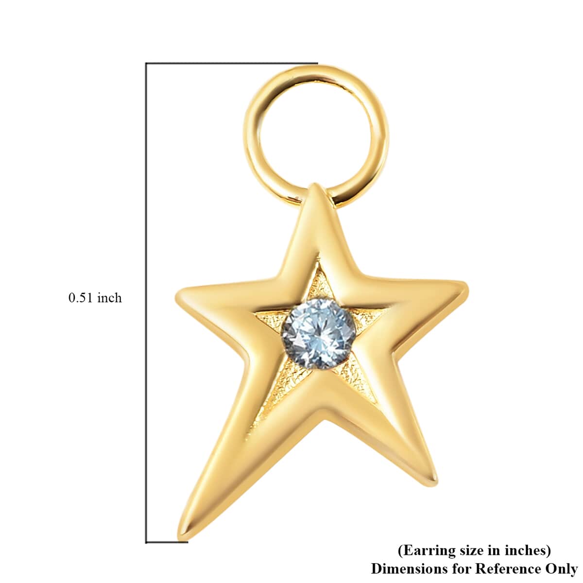 Simulated Aquamarine Diamond Star Interchangeable Earrings Charms in 14K Yellow Gold Over Sterling Silver 0.08 ctw image number 5