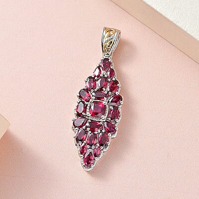 Tanzanian Wine Garnet Elongated Pendant in Platinum Over Sterling Silver 5.50 ctw