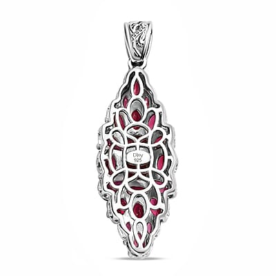 Tanzanian Wine Garnet Elongated Pendant in Platinum Over Sterling Silver 5.50 ctw