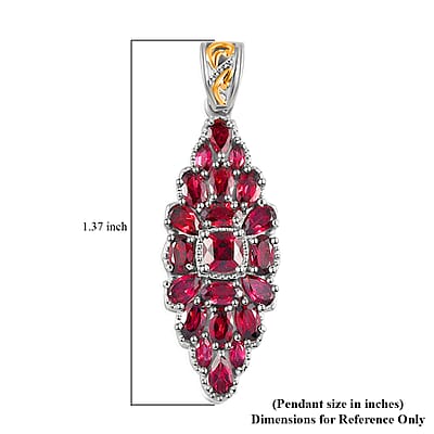 Tanzanian Wine Garnet Elongated Pendant in Platinum Over Sterling Silver 5.50 ctw