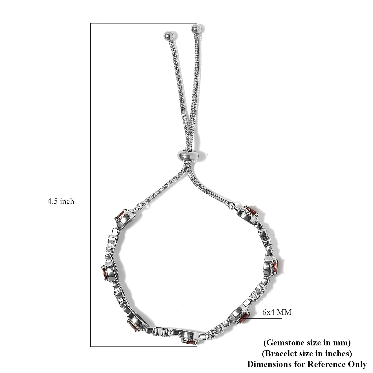 Mozambique Garnet Station Bolo Bracelet in Stainless Steel 3.85 ctw