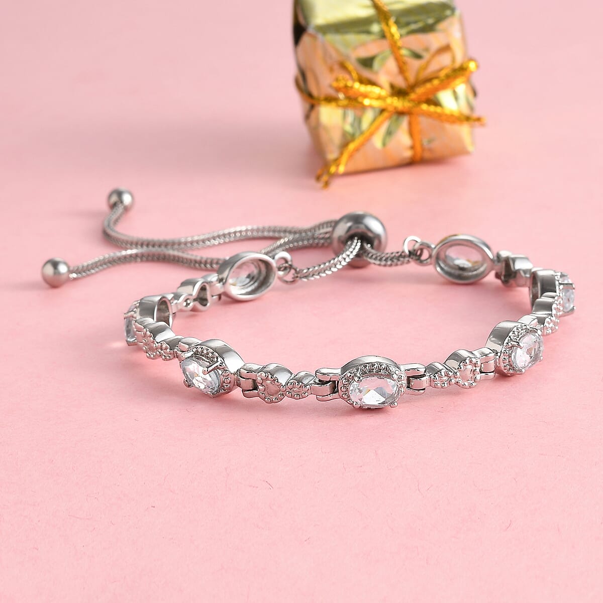 Sky Blue Topaz Station Bolo Bracelet in Stainless Steel 3.75 ctw image number 1